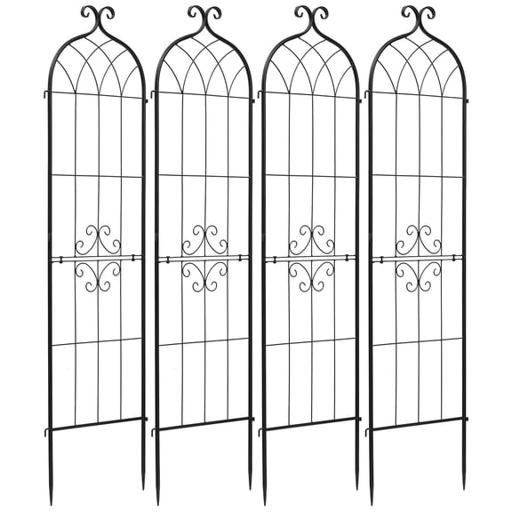 KFFKFF Garden Trellis, 60 x 15 inch Plant Support, Set of 4 Trellises with Powder-Coated Finish and Locking Mechanism, Ideal for Supporting Flowers, Vegetables, and Roses