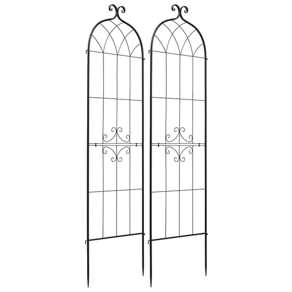 KFFKFF Garden Trellis, 71 x 20 inch Metal Trellis, Set of 2 Flower and Plant Supports with Durable Powder-Coated Finish and Secure Locking Mechanism, Ideal for Flowers, Vegetables, and Roses