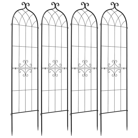 KFFKFF Garden Trellis, 71 x 20 inch Metal Trellis, Set of 4 Plant Support Structures with Durable Powder-Coated Finish and Easy Locking Mechanism, Ideal for Supporting Flowers, Vegetables