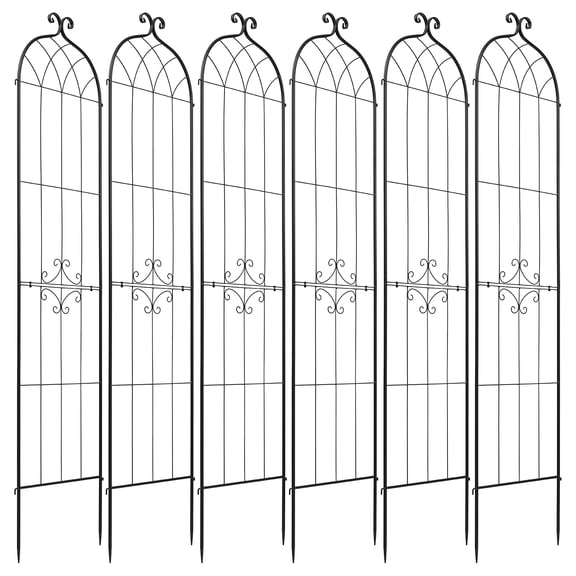 KFFKFF Garden Trellis, 87 x 20 inch Metal Trellis, Set of 6 Flower and Plant Supports with Durable Powder-Coated Finish and Easy Locking Mechanism, Ideal for Supporting Roses, Vegetables