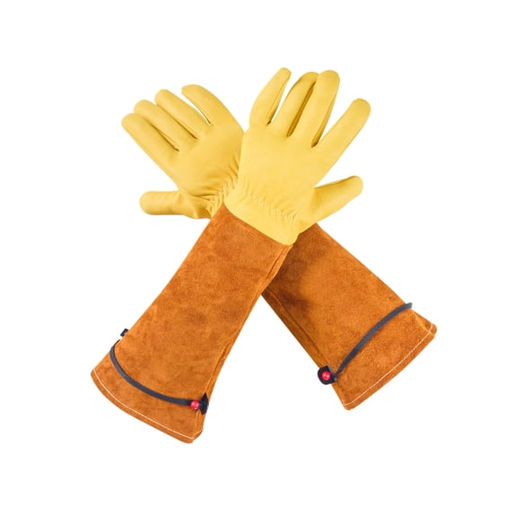 KFFKFF Gardening Gloves, Thorn-Resistant and Durable with Elastic Cuff, 17.5-Inch Long Sleeves for Rose Pruning, Weeding, Digging, and Planting, Unisex Size M