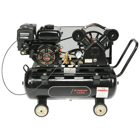 KFFKFF Gas Air Compressor with 7HP Engine, 13.2 Gallon Horizontal Tank, Delivers 9CFM at 115PSI, Gas-Driven Piston Pump, Max 115PSI, Perfect for Job Sites and Workshops