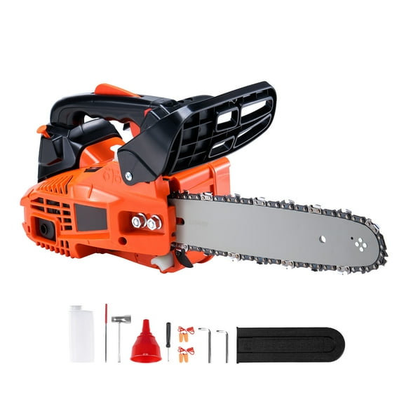 KFFKFF Gas Chainsaw, 25.4CC 12" 1.2HP, Cordless Petrol-Powered Chain Saw for Cutting Trees, Trimming Branches, and Clearing Land in Gardens, Farms, and Forests