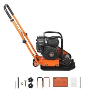 KFFKFF Gas-Powered Plate Compactor, 6.5 HP 196CC Engine, 5600 VPM Vibrating Ground Rammer, 2360 lbs Force, 20.1 x 15 in Plate, Walk-Behind Compactor for Landscaping, Asphalt, Foundation,and Soil Work
