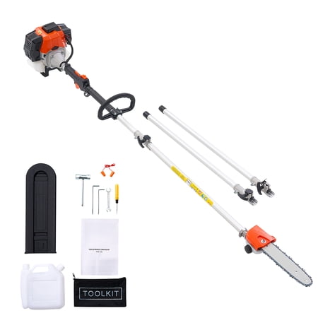 KFFKFF Gas-Powered Pole Saw, 43CC 2-Stroke Engine with 10-Inch Cutting Bar, Cordless Tree Trimmer Featuring 30 fl.oz Fuel Tank, Adjustable Length from 6.8 to 11.7 ft