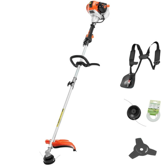 KFFKFF Gas-Powered String Trimmer, 25.2CC 2-Stroke Engine, Cordless Grass Cutter with 16.9" Cutting Width, Multi-Purpose Lawn Edger Featuring Shoulder Strap & 3T Blade for Efficient Grass Maintenance