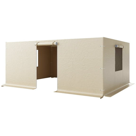 KFFKFF Gazebo Sidewall Compatible with 12 x 16 ft Structures, 4-Panel Winter Cover for Hardtop Gazebos, Durable PE Material, All-Weather Outdoor Protection with Mesh Windows,Gazebo Frame Not Included