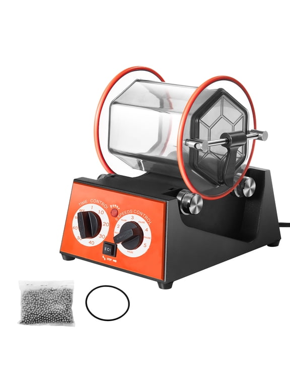 Gemstone Polisher, 11lbs Capacity, Compact Rotary Tumbler with Timer up to 60 Mins, 5 Adjustable Speeds, Ideal for Polishing, Grinding, and Buffing Jewelry, Coins