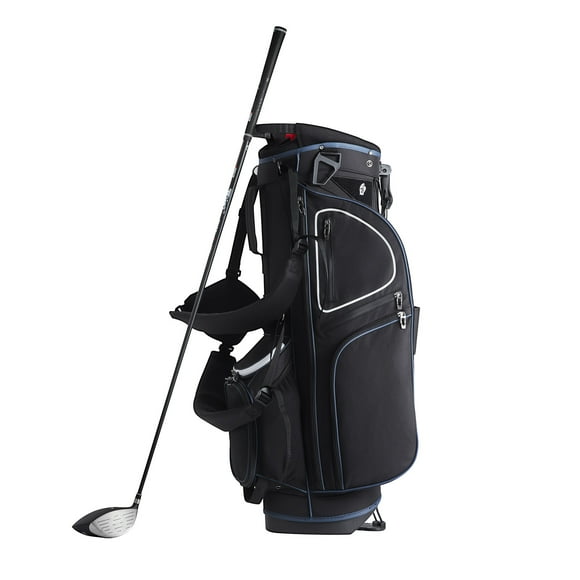 KFFKFF Golf Bag for Carts, 14-Slot Top Divider, 35'' with 11 Storage Sections, Sturdy Stand & Carry Handles, Includes Dust Protection & Removable Shoulder Straps, Unisex Design in Black & White