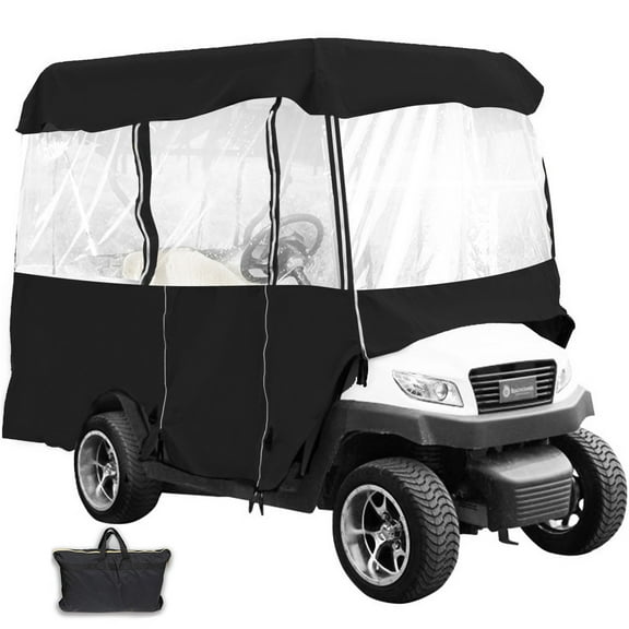 KFFKFF Golf Cart Enclosure, 300D Waterproof Drive Box And Transparent Windows All Around, Applications Include EZGO, Club Cars, Golf Carts And More