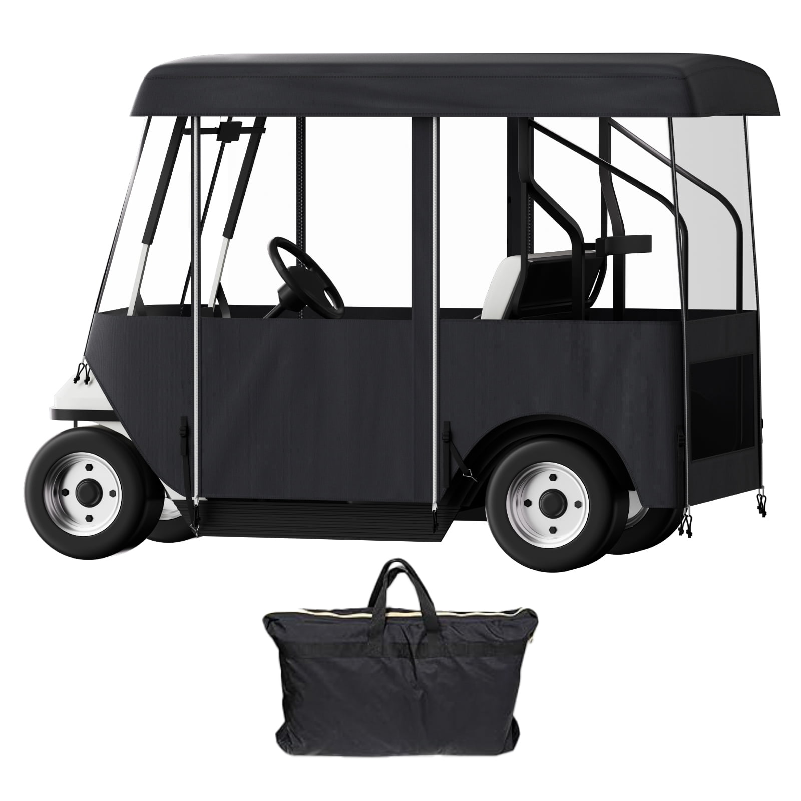 KFFKFF Golf Cart Enclosure 86", 4-Person Golf Cart Cover, 4-Sided Fairway Deluxe, 300D Waterproof Driving Enclosure with Transparent Windows, Fit for EZGO, Club Car, Yamaha Cart.