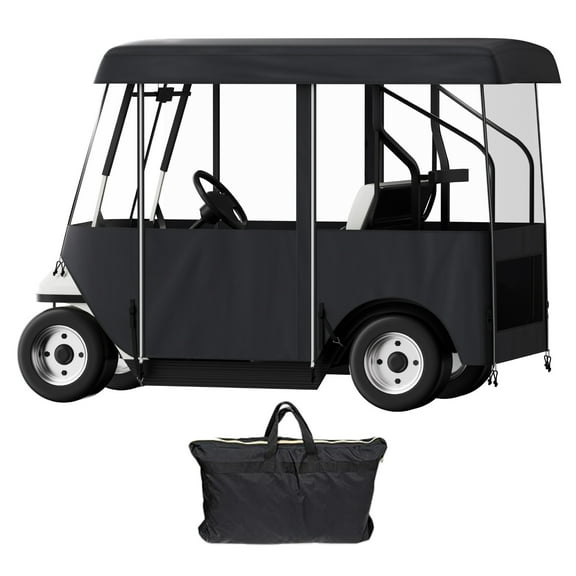 KFFKFF Golf Cart Enclosure 86", 4-Person Golf Cart Cover, 4-Sided Fairway Deluxe, 300D Waterproof Driving Enclosure with Transparent Windows, Fit for EZGO, Club Car, Yamaha Cart.