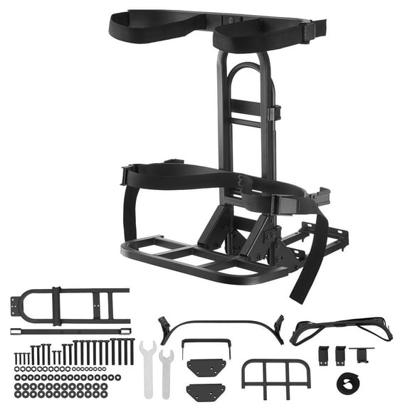 KFFKFF Golf Cart Rear Seat Bag Holder, 27.8 x 16.1 x 30.9 inches, Compatible with Rear Seat Grab Bars on Most Golf Carts, Durable Carbon Steel Bracket, Easy No-Drill Installation, Black