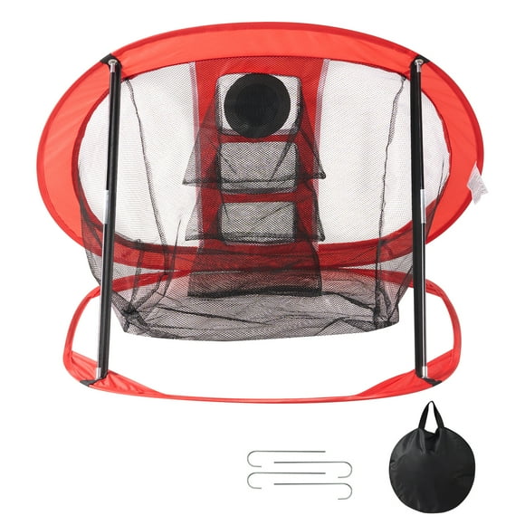 KFFKFF Golf Chip Training Net, Collapsible Golf Practice Net, Compact Indoor Outdoor Golf Swing Aid Net with Target and Transport Bag,for Backyard Drive Training Swing,Golf Enthusiast, Crimson