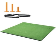 KFFKFF Golf Practice Mat, 5x5ft Synthetic Grass Mat for Golf, Durable Golf Training Mat with 3 Rubber Tees, Ideal for Indoor & Outdoor Golf Training in Backyard or Driving Ranges
