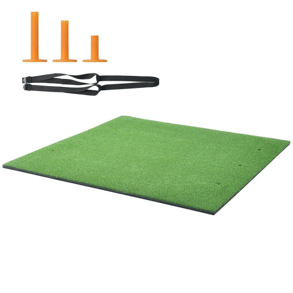 KFFKFF Golf Practice Mat, 5x5ft Synthetic Grass Mat for Golf, Durable Golf Training Mat with 3 Rubber Tees, Ideal for Indoor & Outdoor Golf Training in Backyard or Driving Ranges