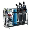 thumbnail image 1 of KFFKFF Golf Storage Garage Organizer 3 Golf Bag Stand Holder Club Rack Ball Cart，Basketball Rack with Baskets & Hooks Indoor/Outdoor Sports Toys Storage, 1 of 7