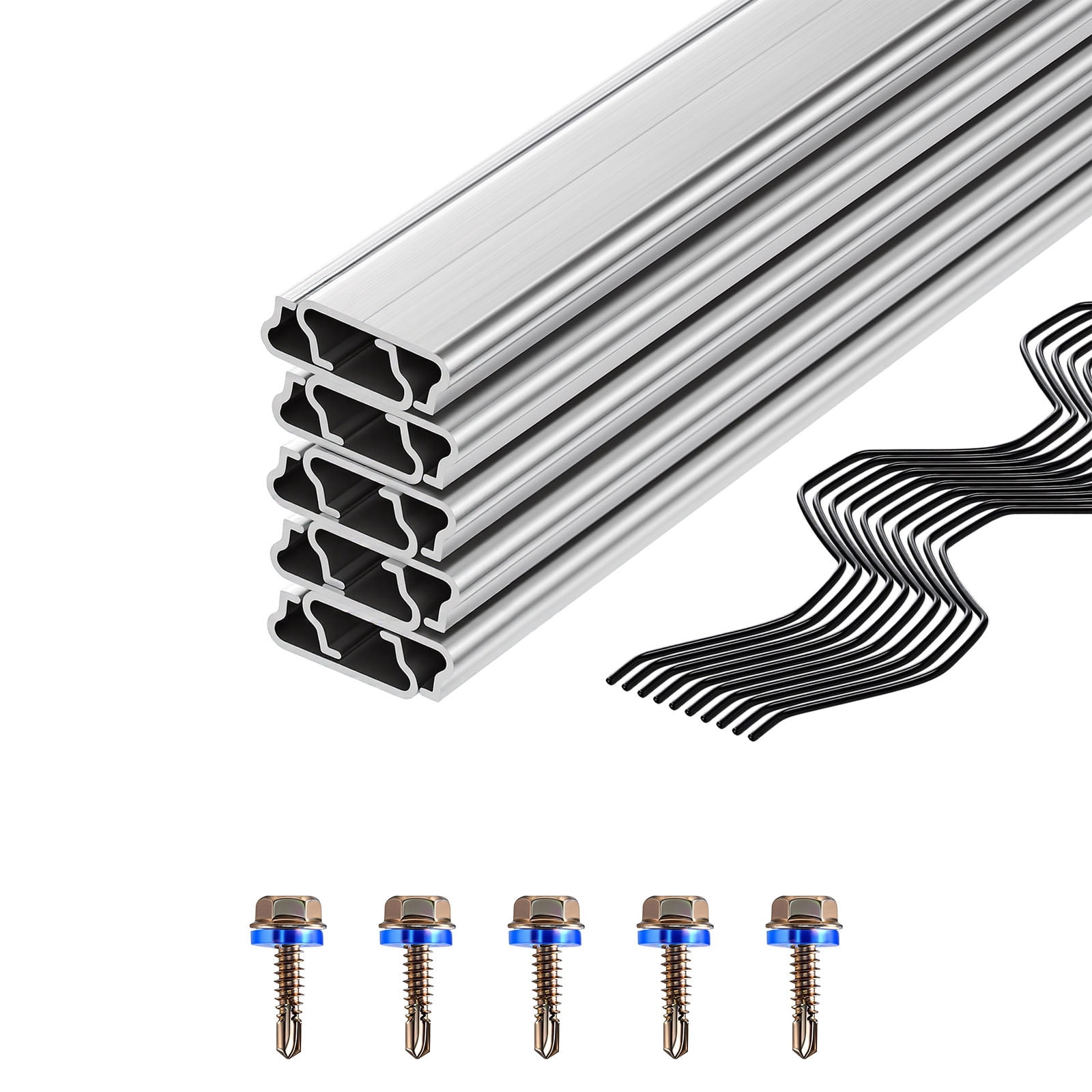 KFFKFF Greenhouse Spring Wire and Lock Channel Kit, 10 Pieces 6.56 ft PVC-Coated Wiggle Wire & Aluminum Alloy Channel Set with Screws, 0.05 in Thickness, Suitable for Poly Film