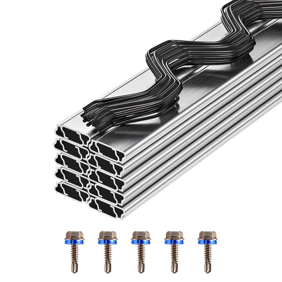 KFFKFF Greenhouse Spring Wire and Lock Channel Kit, 20 Pieces of 6.56 ft PVC-Coated Wiggle Wire with Aluminum Alloy Channels and Screws, 0.05 in Thickness, Suitable for Securing Poly Film