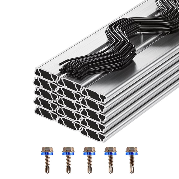KFFKFF Greenhouse Spring Wire and Lock Channel Kit, 30 Pieces 6.56 ft PVC-Coated Wiggle Wire & Aluminum Alloy Channel Set with Screws, 0.05 in Thick, Suitable for Securing Poly Film
