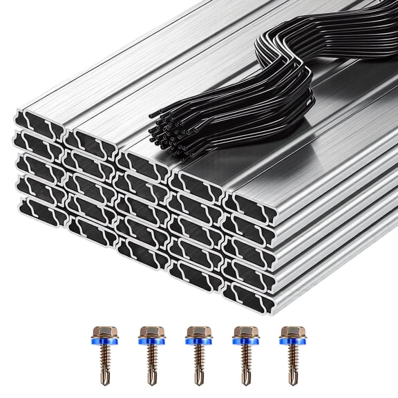 KFFKFF Greenhouse Spring Wire and Lock Channel Kit, 50 Pieces 6.56 ft PVC-Coated Wiggle Wire & Aluminum Alloy Channel Set with Screws, 0.05 in Thickness, Suitable for Poly Film