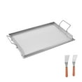 thumbnail image 1 of KFFKFF Griddle in Stainless Steel, Dimensions 23x16 inch, Flat Rectangular Plate, Suitable for BBQ Grill, Teppanyaki, Compact and Portable Cookware with Handle, Ideal for Camping, 1 of 8