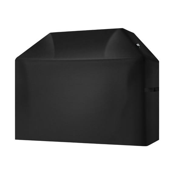 KFFKFF Grill Protector, 58-inch Outdoor BBQ Shield, Water-Resistant, Colorfast, Durable 600D Polyester Material, Simple Application/Removal, Equipped with Hook-and-Loop Fasteners, Black