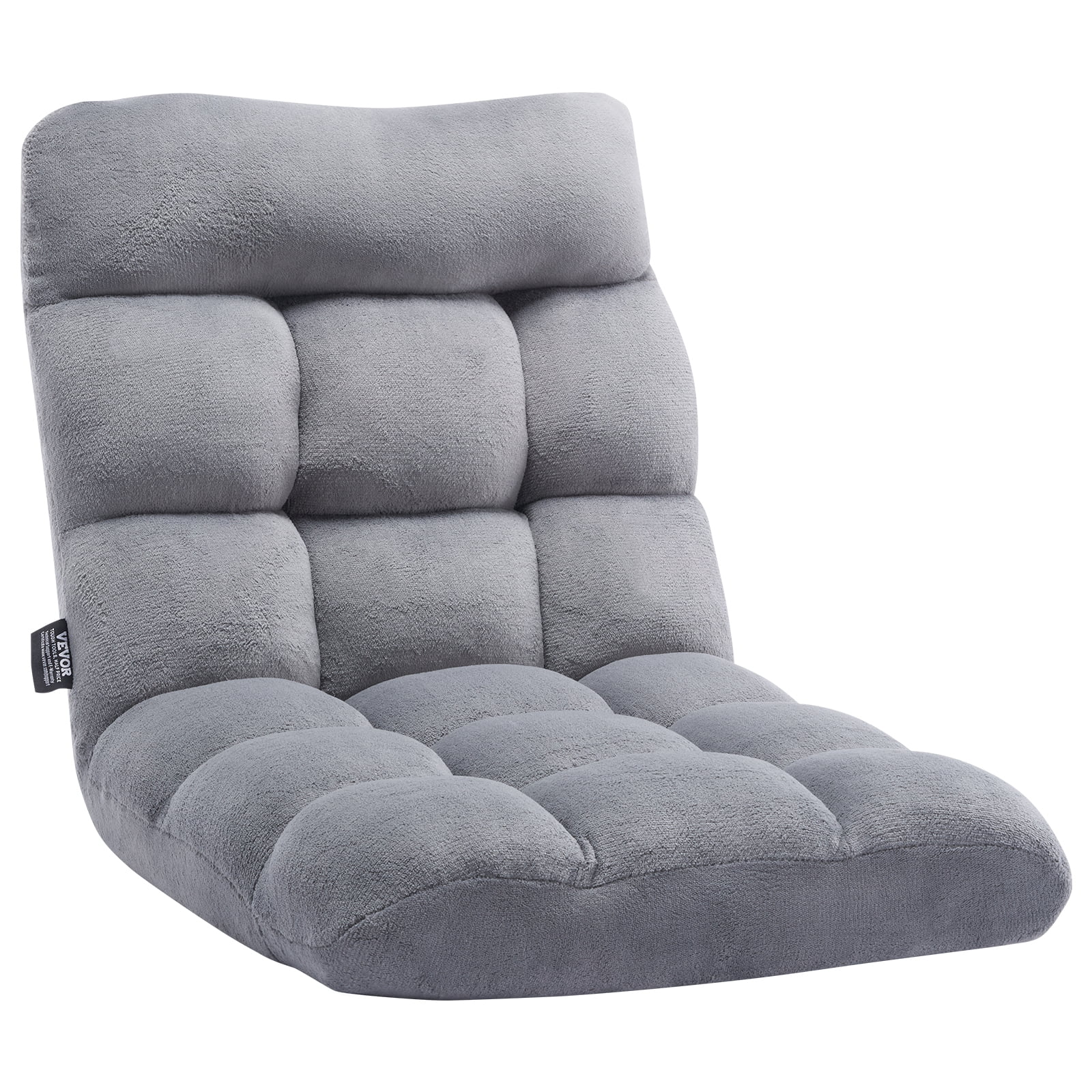 KFFKFF Floor Chair, Foldable Lounge Chair with 14-Position Adjustable, Lumbar Support, Reading Chair Perfect for Sleep, Reading, Gaming, Gray