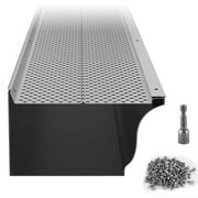 KFFKFF Gutter Protection, 6 inch Broad, Aluminum Leaf Barrier Self-Install Gutter Shield, 52 Units 208 ft Aggregate Length, 0.157'' Aperture Diameter & 0.02'' Density Raptor Gutter Protectors