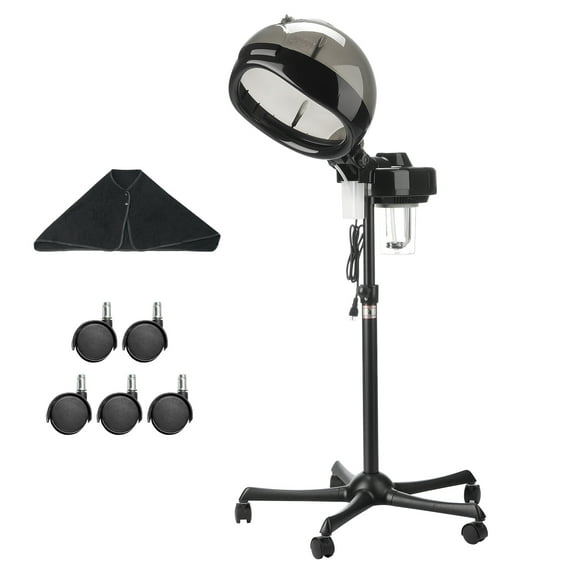 KFFKFF Hair Steamer, 11.81" Hood, Flexible Stand & Timing Function, 5-Caster Support (2 with Brakes) for Improved Hair Treatments, Suitable for Personal or Professional Use