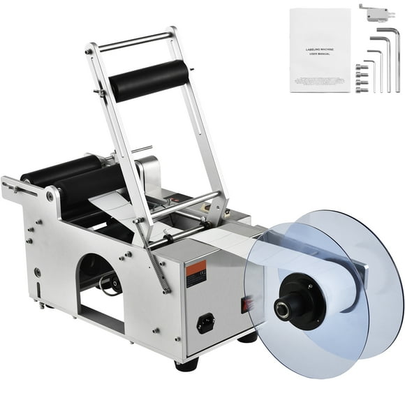 KFFKFF Half-Automatic Circular Labeling Device, 20-50pcs/min, Powered Jar Label Placer for Round Containers, Round Container Labeler Appropriate for Container Diameter 0.78-4.72 inches
