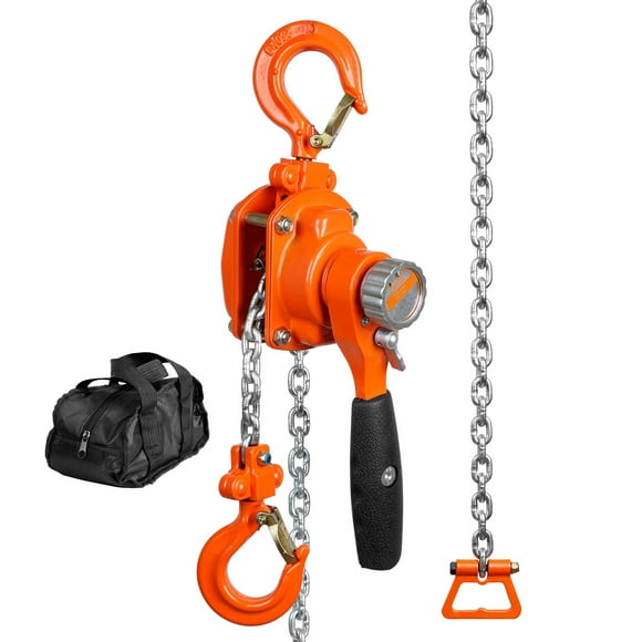 KFFKFF Hand-Operated Chain Puller, 550 lbs Load Limit 10 FT Lift, G80 Carbon Steel with Double-Pawl Brake, Automatic Chain Guidance & Full Circle Swivel Hook, Suitable for Garage Industrial Wharf