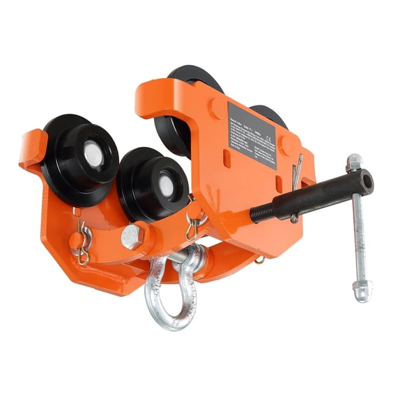 KFFKFF Hand-Operated Trolley, Load Bearing of 4400 lbs/2 Ton, Dual-Wheeled Push Beam Trolley, Adaptable to I-Beam Flange Width from 2.8" to 6.7", Robust Alloy Steel Garage Hoist