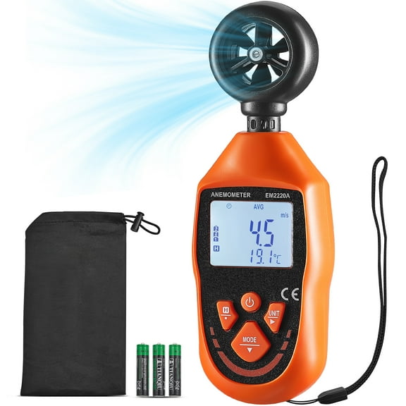 KFFKFF Mobile Wind Meter, Measures Temperatures from 14℉ to 113℉, LED Screen with Backlight, Support Wind Velocity, Ambient Temperature, Airflow, and Wind Chill
