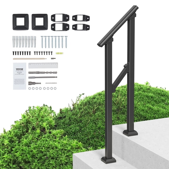 Step Installation Shop KFFKFF Handrails for Outdoor Steps, 1-2 Step Stair Rail Kit, Durable ...