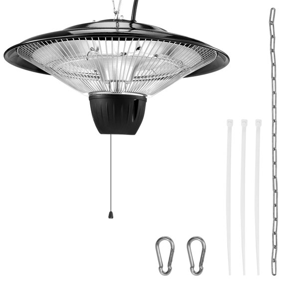 KFFKFF Hanging Patio Heater, 1500W Electric Infrared Heater with IP34 Protection, 23.6-Inch Pull Cord & Adjustable Chain, Suitable for Porch, Patio, Dining Room, Studio, Indoor/Outdoor Use