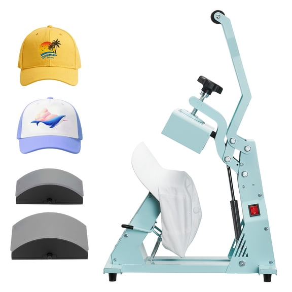 KFFKFF Hat Heat Press Machine with Dual Interchangeable Platens, Accurate Temperature and Time Settings, Ideal for HTV and Sublimation on Caps, Headbands, Cuffs, Face Masks, and More, Green