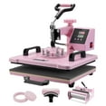 thumbnail image 1 of KFFKFF Heat Press, 12x15 inch, 5-in-1 Transfer Tool with 30 oz Cup Press, Swivels 360° for T-Shirt/Mug/Hat/Plate Crafting, Digital Control, Pink, 1 of 9