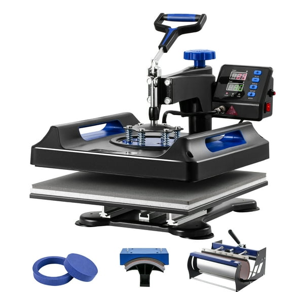 KFFKFF Heat Application Device, 15 x 15 inch, Quintuple Function Heat Transfer Equipment with 30 oz Tumbler Application, 360 Rotating Digital Shirt Application, Teflon Layer, for Shirts/Mugs/Caps