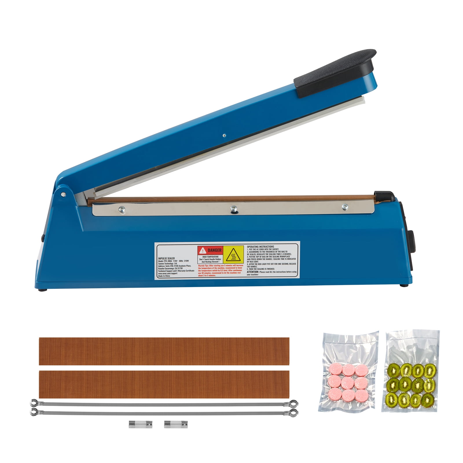 KFFKFF Heat Sealing Device, 12-inch, Manual Operation with Customizable Heat Settings, ABS Material, Suitable for Plastic Mylar PE PP Bags, Compact Poly Bag Sealer with Additional Replacement Kit