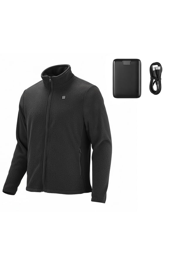 Heated Fleece Jacket for Men, Rechargeable 7.4V 16000mAh Battery, 6 Heating Areas, Adjustable 3 Temperature Settings, Up to 10 Hours of Warmth, Ideal for Cold Weather and Outdoor Activities