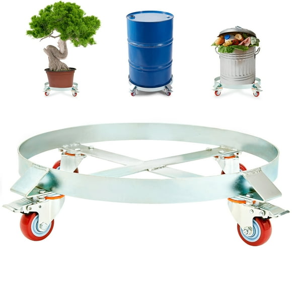 KFFKFF Heavy Duty Barrel Cart 55 Gal Drum Dolly with Swivel Casters Steel 1000lbs