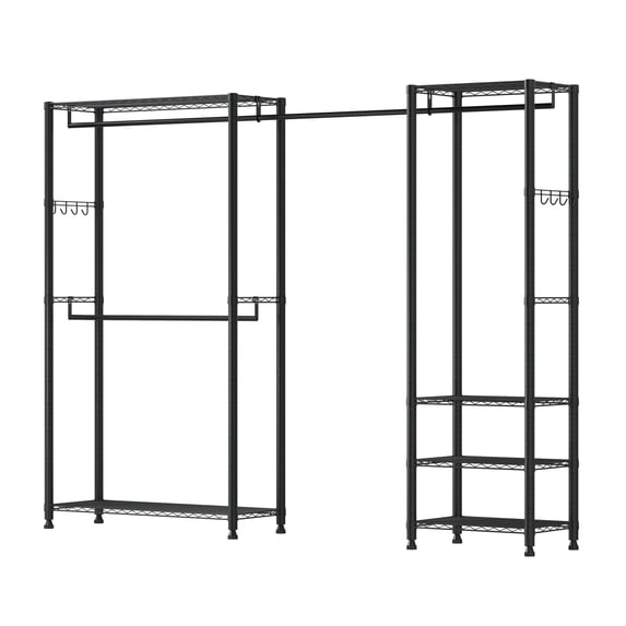KFFKFF Heavy Duty Clothes Rack, 800 lbs Capacity Closet Wardrobe with Adjustable Shelves for Bedroom, Clothing Store, or Hallway Use
