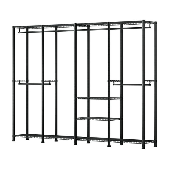 KFFKFF Heavy Duty Clothing Garment Rack, Adjustable Closet Wardrobe Organizer, Steel Frame Clothes Rack with 4 Hanging Rods, 1100 lbs Load Capacity for Bedroom, Clothing Store, or Hallway