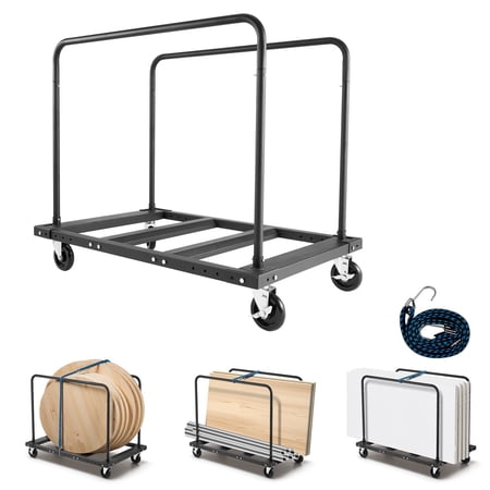 KFFKFF Heavy Duty Drywall Cart Dolly DT01 1800 lb Capacity Steel Panel Transport Cart 46.65 x 29.4 x 39.1 in with 5 Inch Swivel Wheels Black