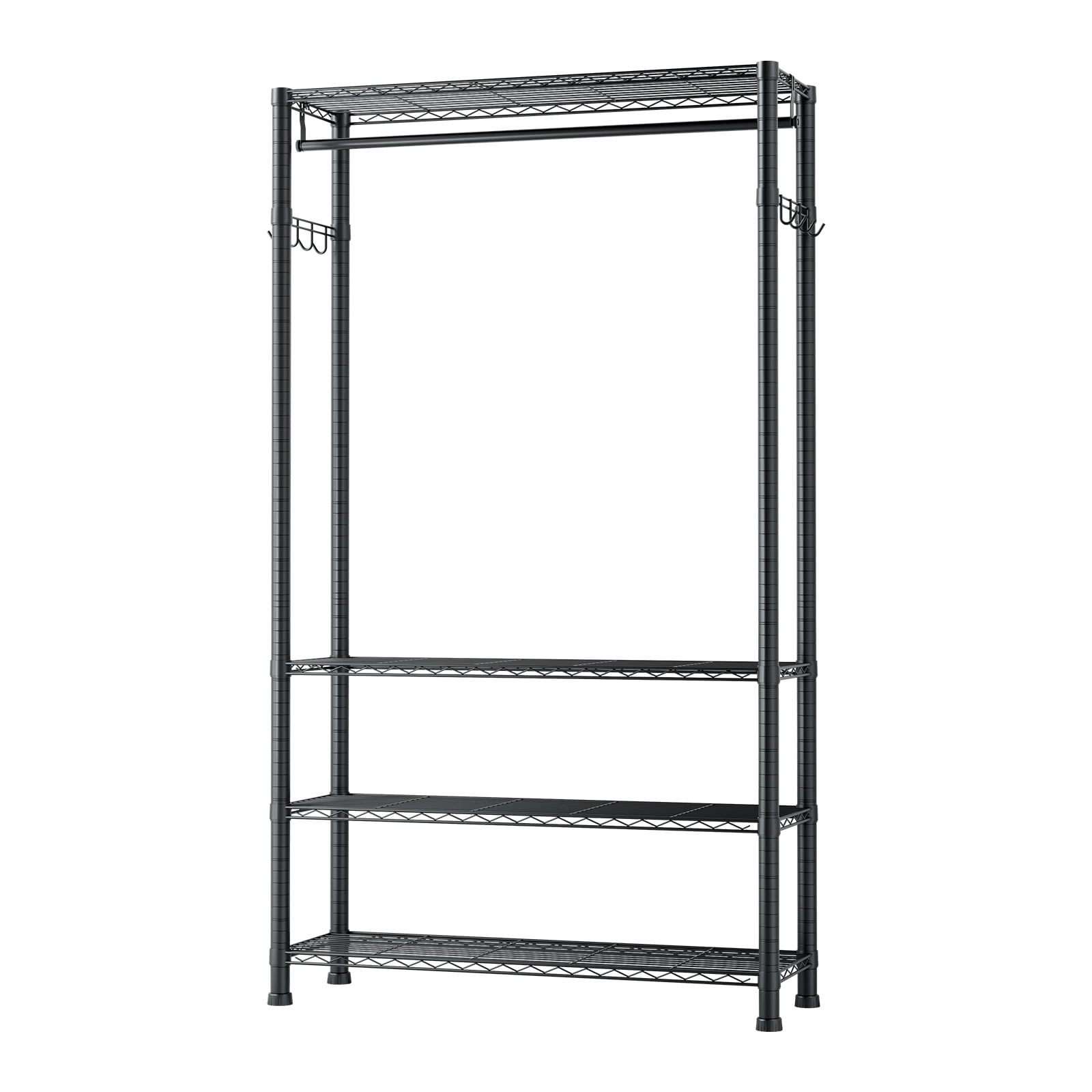 KFFKFF Heavy Duty Garment Rack with 4 Adjustable Shelves, Carbon Steel Construction, 500 lbs Load Capacity, Ideal for Bedroom, Clothing Store, or Hallway Storage