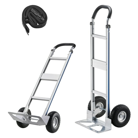 KFFKFF Heavy-Duty Hand Truck, 500 lbs Capacity, Durable Dolly with Non-Slip Wheels & Handle, Aluminum Alloy Portable Cart with Tie-Down Strap for Home, Office, and Warehouse Transport