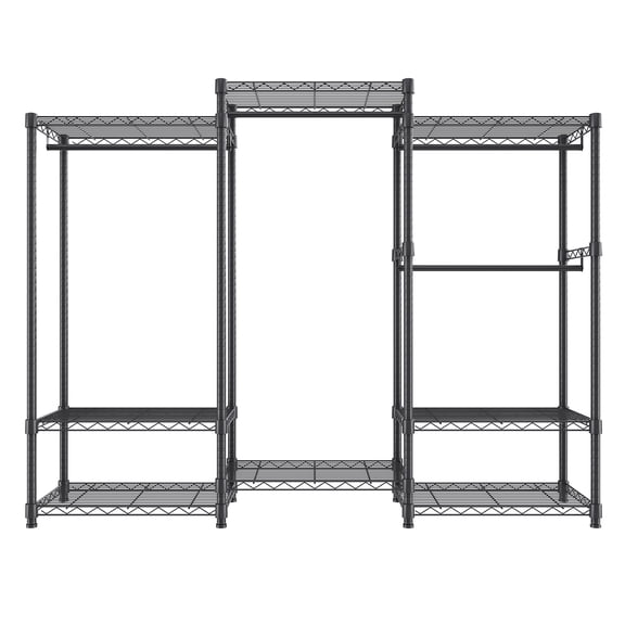 KFFKFF Heavy Duty Rolling Garment Rack with 4 Hanging Rods & 8 Adjustable Shelves, Freestanding Closet Organizer for Clothes, 800 lbs Weight Capacity