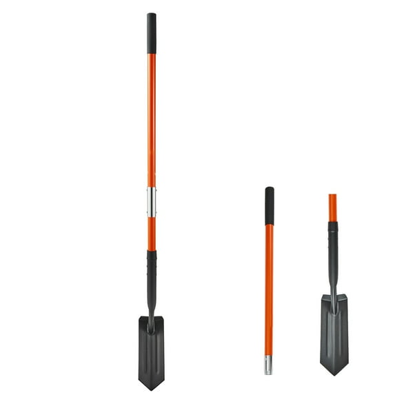 KFFKFF Heavy-Duty Trenching Shovel, 4-Inch Blade Narrow Spade with Fiberglass Handle and Non-Slip Grip, Ideal for Gardening, Hole Digging, Trenching, and Planting, 56 Inches Long