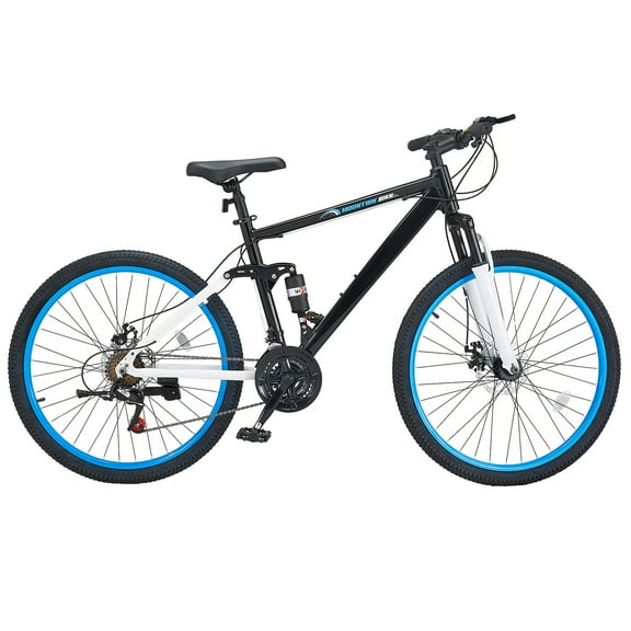 KFFKFF Hill Cycle, 26-inch ATB Bike with Comprehensive Double Suspension, 21 Gears Rotary Shift, Cushioned Seat, Twin Disk Brakes, Alloy Aluminum Structure, Recreational Biking for Adults